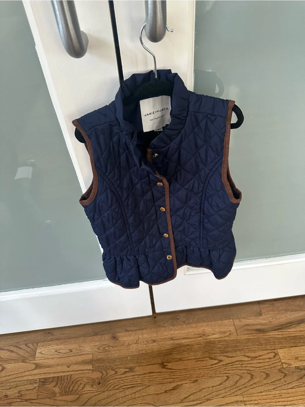 Janie and Jack Kids Quilted Vest - White with Brown Trim 2 blazers